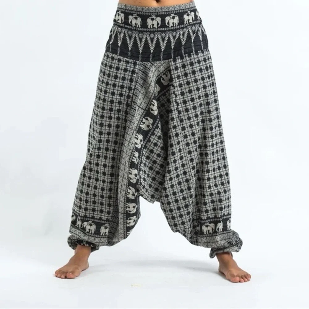 Hill tribe elephant women Aladdin style free cotton pants - Picture 3 of 12